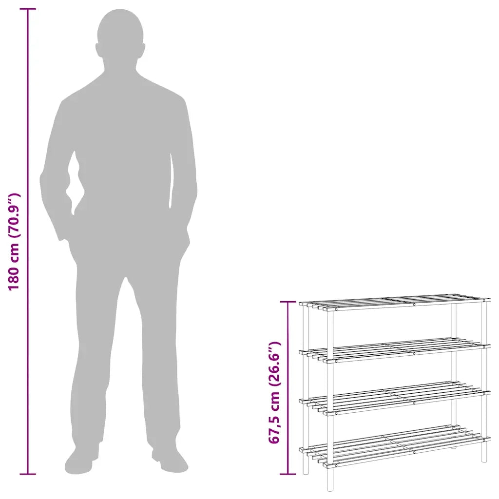 Scarpiere a 4 Livelli 2 pz-Set di 2 Scaffale per scarpe in Legno Massello di Abete