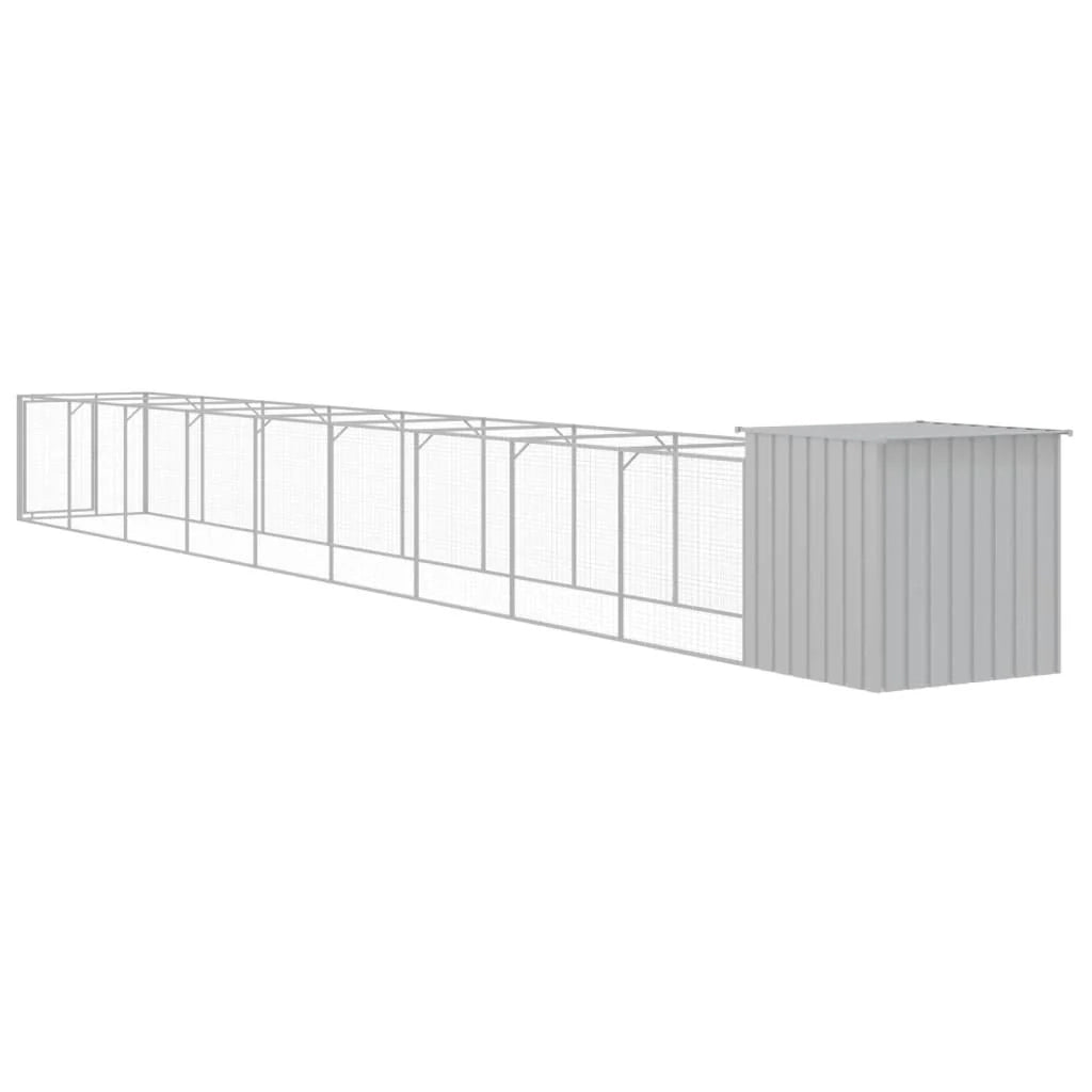 Cuccia per cani con cortile luminoso 110 x 1017 x 110 cm grigio 02_0043488