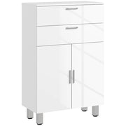 Mobile Bagno 60x30x93 cm con 2 Cassetti e Armadietto Rivestimento in Melamina Bianco
