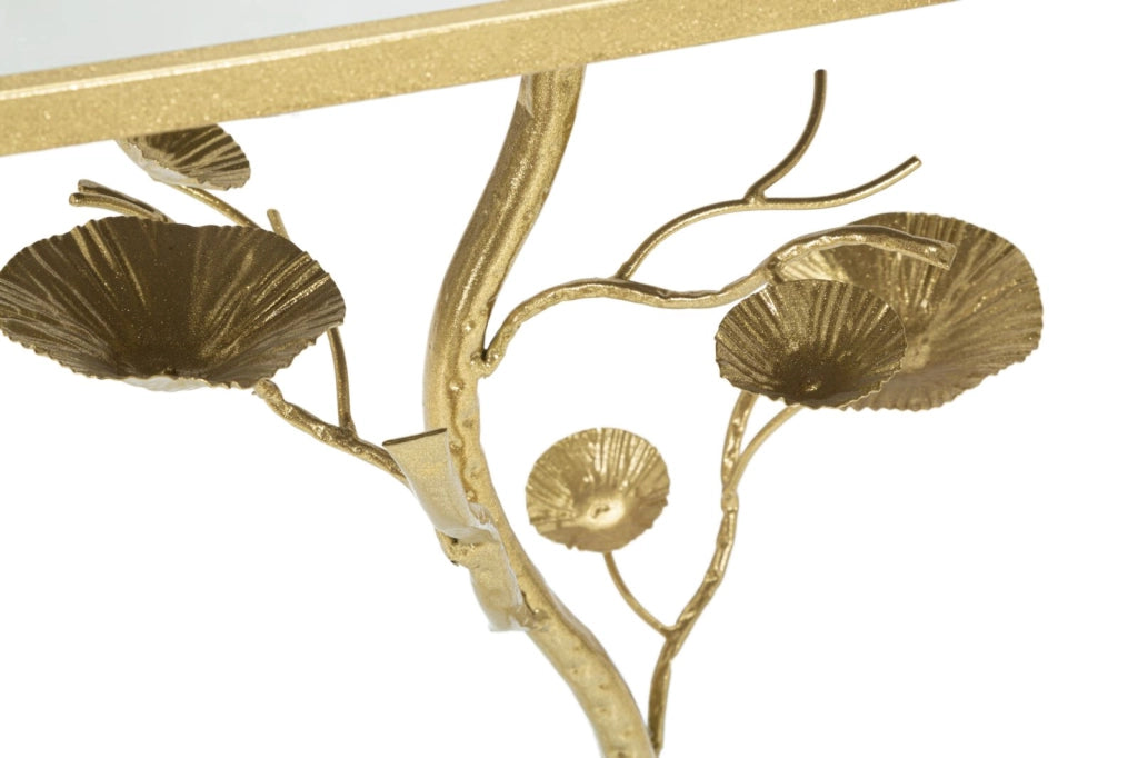 Tavolino Tisty 40x60x30 cm in Ferro e MDF Oro