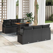 Set Divano da Giardino con archiviazione 7 pcs Nero Poly Rattan