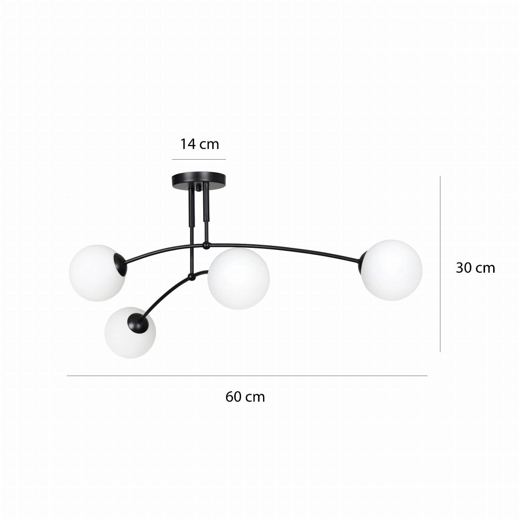 Plafoniera Emibig Pregos 4xE14 in vetro bianco 60cm