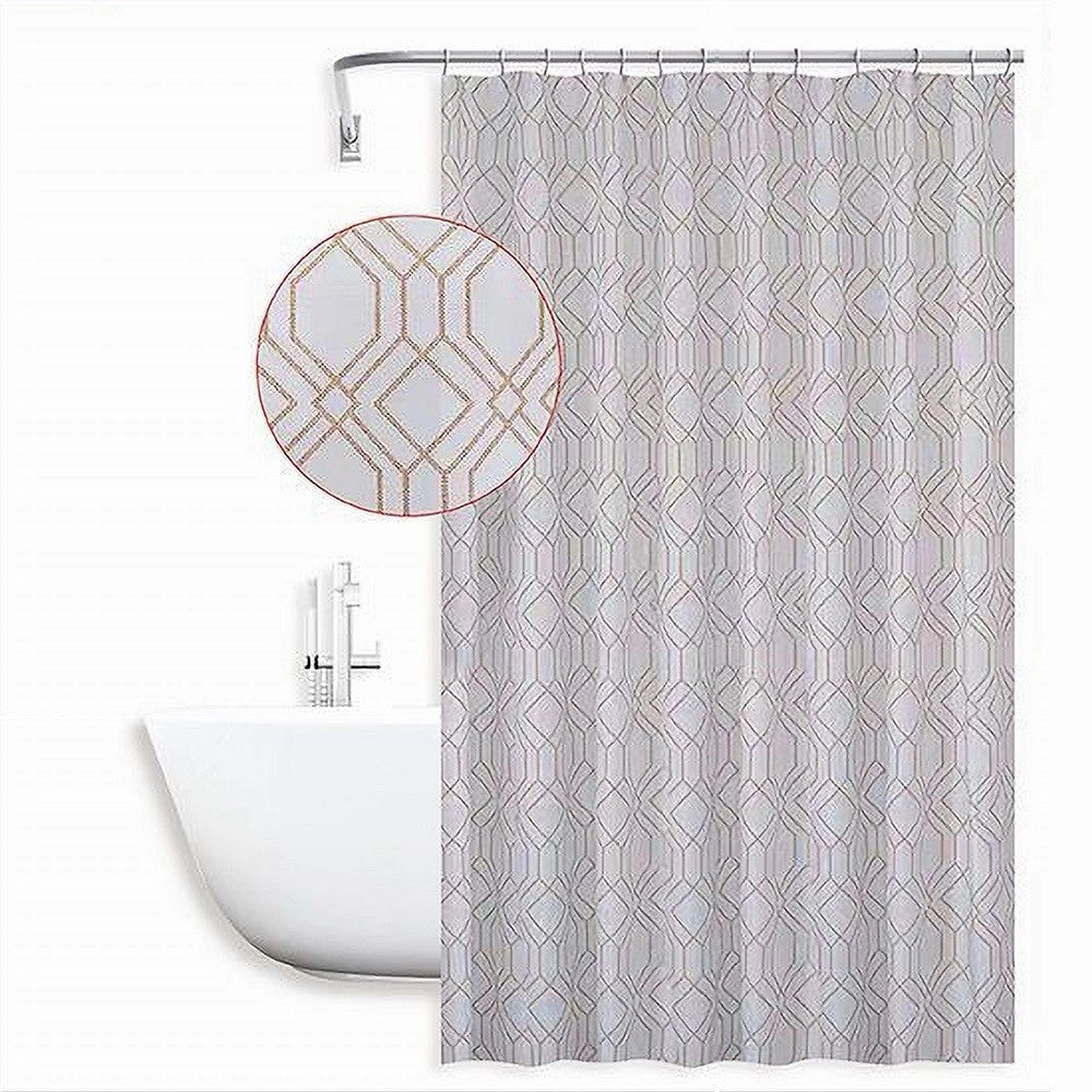 Trade Shop - Tenda Per Doccia Vasca Da Bagno Design Geometrico 180x200cm Con 12 Anelli 87095 -