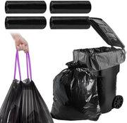 Sacchi di Immondizia da 60 pezzi - Capacità 100 L - Resistenti alle Scalfitture - Corda Portatile - Dimensioni 77 x 100 cm - Sacchi di Immondizia Neri