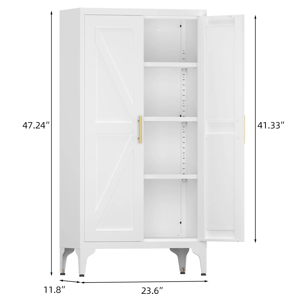 ARMADIO PORTAOGGETTI A 2 ANTE 117x37x15,5 cm Metallo Bianco
