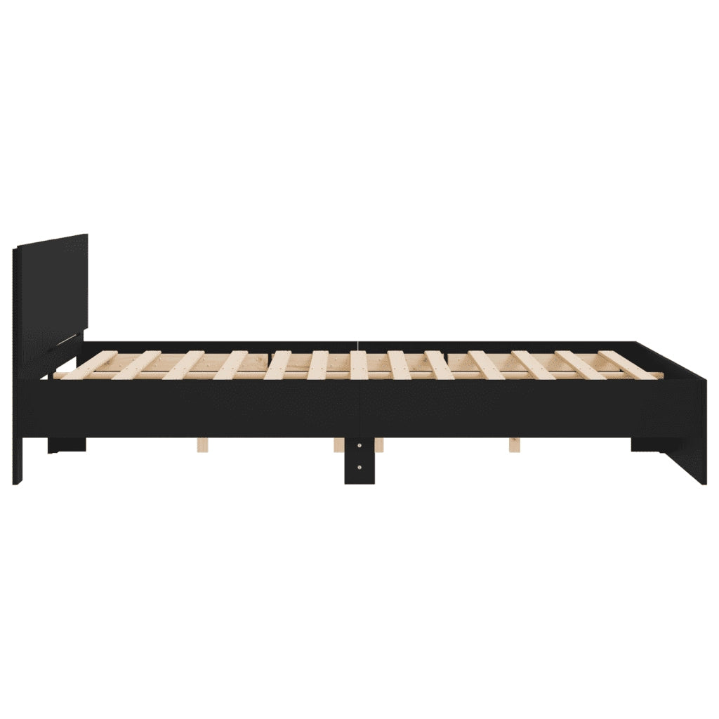 Giroletto con Testiera-Struttura letto con testiera Nero 180x200 cm