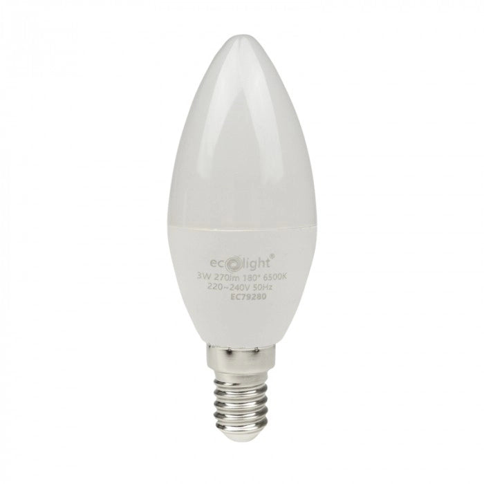 Lampadina LED E14 candela 3W 270lm 6500K Ecolight