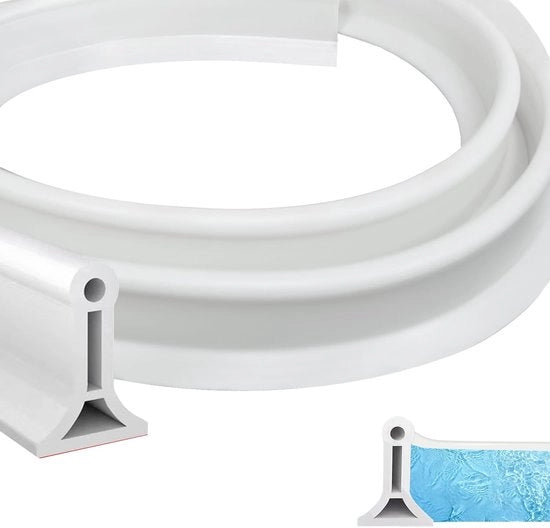 Striscia di protezione idrorepellente 200 cm - Autoadesivo - Striscia di silicone per sigillatura - Stop allagamento - Parete di separazione per pavimento doccia - Altezza 4 cm - Striscia di sigillatura doccia