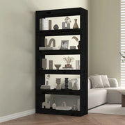Libreria Divisorio-Scaffale per Libri-Mobile di Stoccaggio Nero 80x30x167,4 cm Legno Massello di Pino