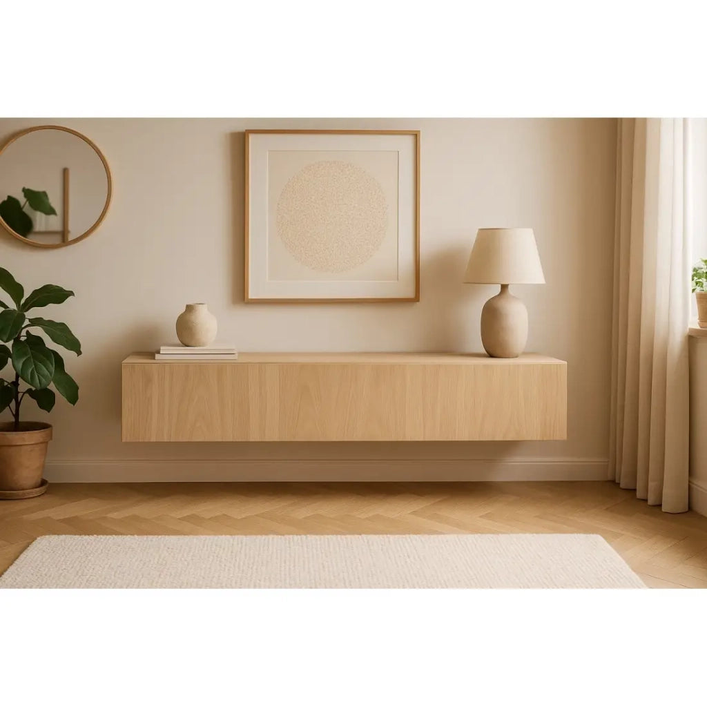 Mobile Porta TV sospeso FLY 160 cm - Colore rovere chiaro
