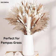 Vaso Ceramico Bianco 30cm Alto - Decorativo Fiori e Pannocchie di Grano