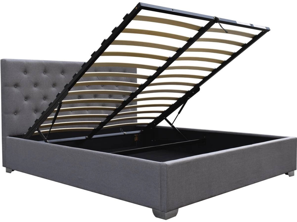 Letto matrimoniale con contenitore "TINO" - 160 × 200 cm - Grigio