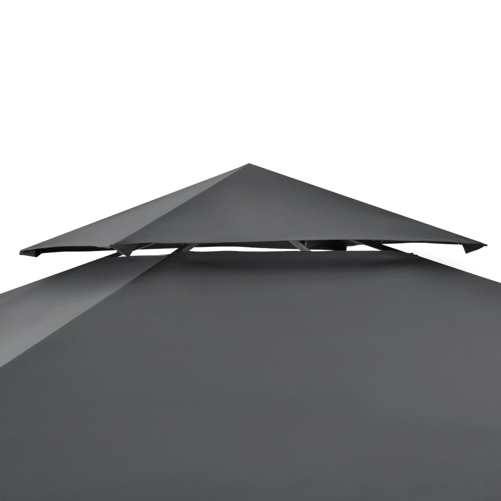 Gazebo per Barbecue Parga con Tetto Doppio e 2 Ripiani 250x241x151 cm - Grigio Scuro [en.casa]