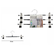Trade Shop - Set Di 3 Pz Grucce Gruccia In Metallo Nera Con Clip 31cm Vestiti Pantaloni 67620 -