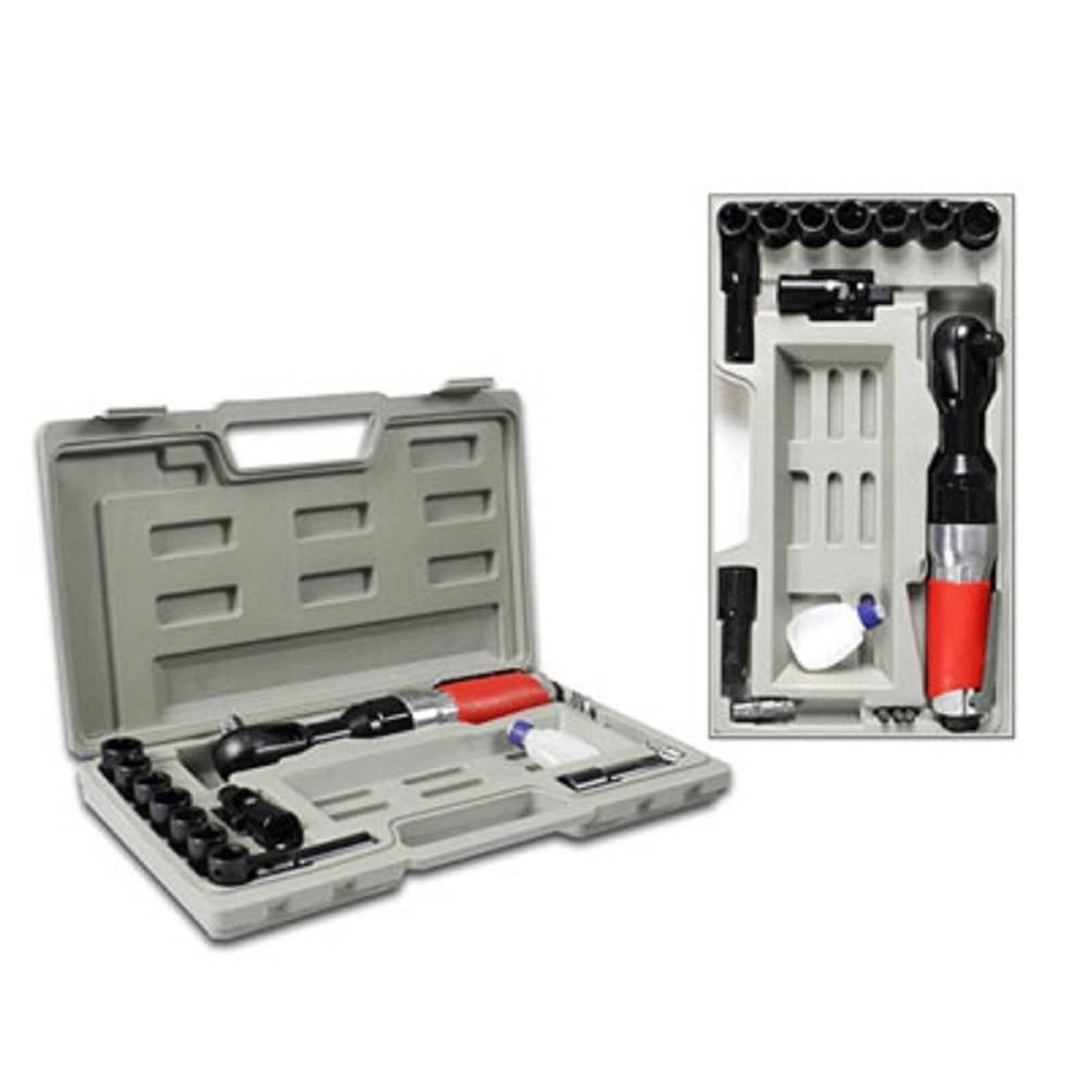 Trade Shop - Cricchetto Ad Aria Compressa Chiave Reversibile Con 15 Accessori In Valigetta -