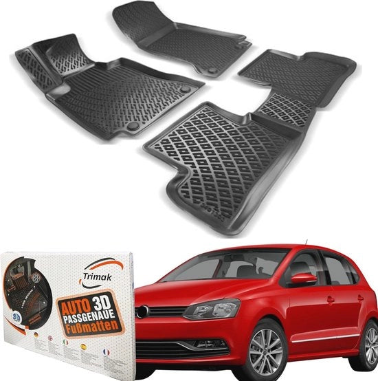 Pavimento 3D per Volkswagen Polo 6R (2009-2017) - Gomma e TPE, Antiscivolo, Adatto a Tutti i Climi