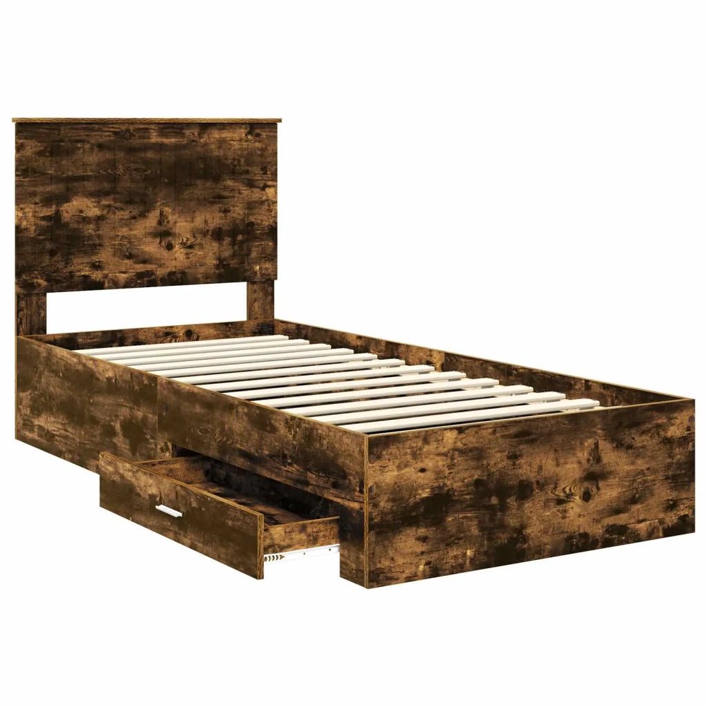 Struttura del letto Rovere fumé 90 x 190 cm Legno multistrato