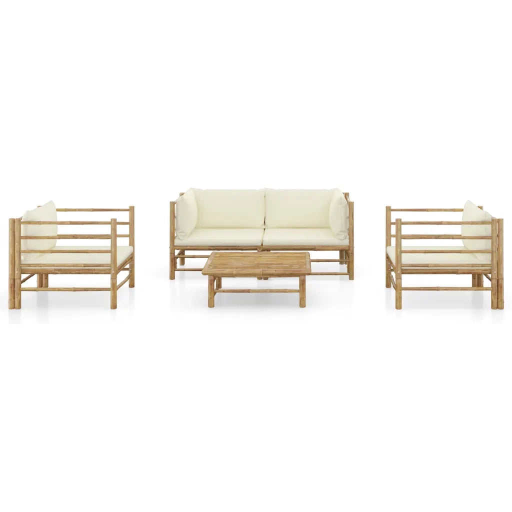 Set Divani da Giardino 5 pz con Cuscini Bianco Crema in BambÃ¹ cod mxl 51599