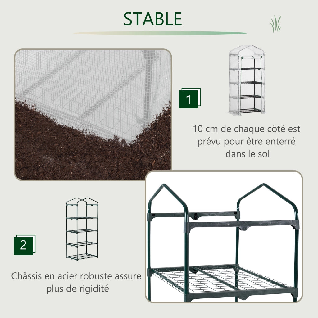 Serra da giardino in PE con ripiani 4 livelli ¨C zephmum ¨C bianco 70x50x160cm