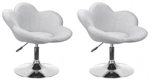 Set 2 Poltroncine da Soggiorno 69x55x69/81 cm in Schiuma Poliuretanica Fleur Cromo-Grigio Chiaro
