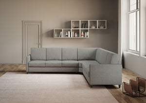 Divano Angolare 7 Posti 281x281x85 cm Karay in Tessuto Grigio