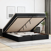Struttura Letto Pouf con Materassi Nero 200x200 cm Similpelle 3311056