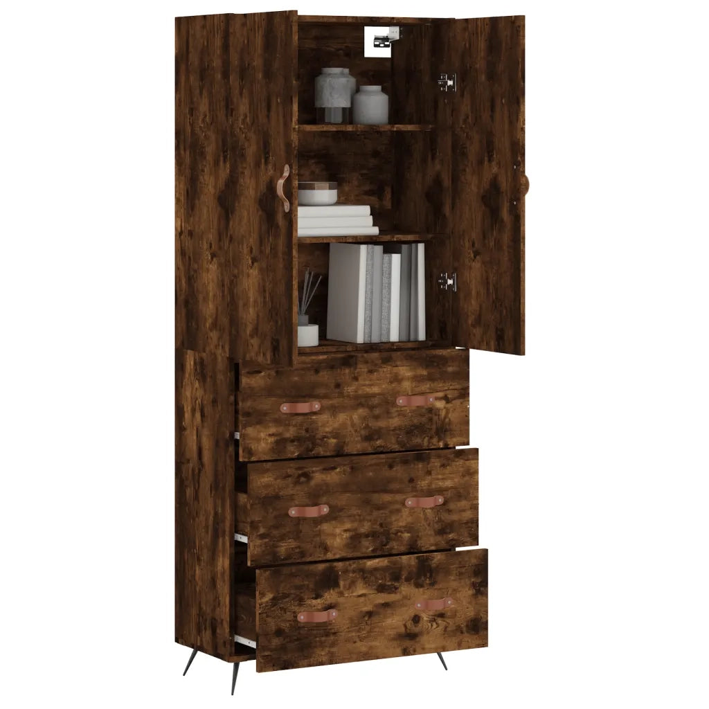 vidaXL Credenza Rovere Fumo  69,5x34x180 cm in Legno Multistrato
