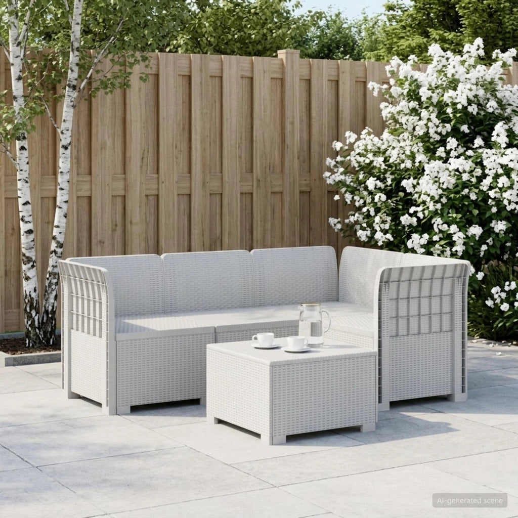 Divano da Giardino 4 Posti Aspetto Rattan PP Bianco 3443960