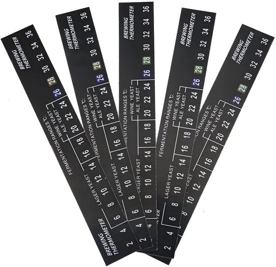 Termometro autoadesivo 5 pezzi - Display LCD temperatura - per birra/vino - facile da attaccare - misurazione temperatura precisa - striscia termometro