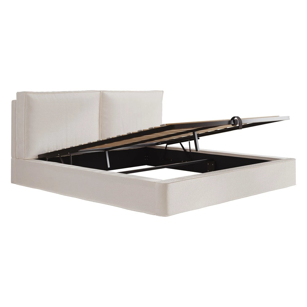 Letto Imbottito Matrimoniale Idraulico con Rete a Doghe e Testiera ¨C Xylo ¨C Beige 180x200