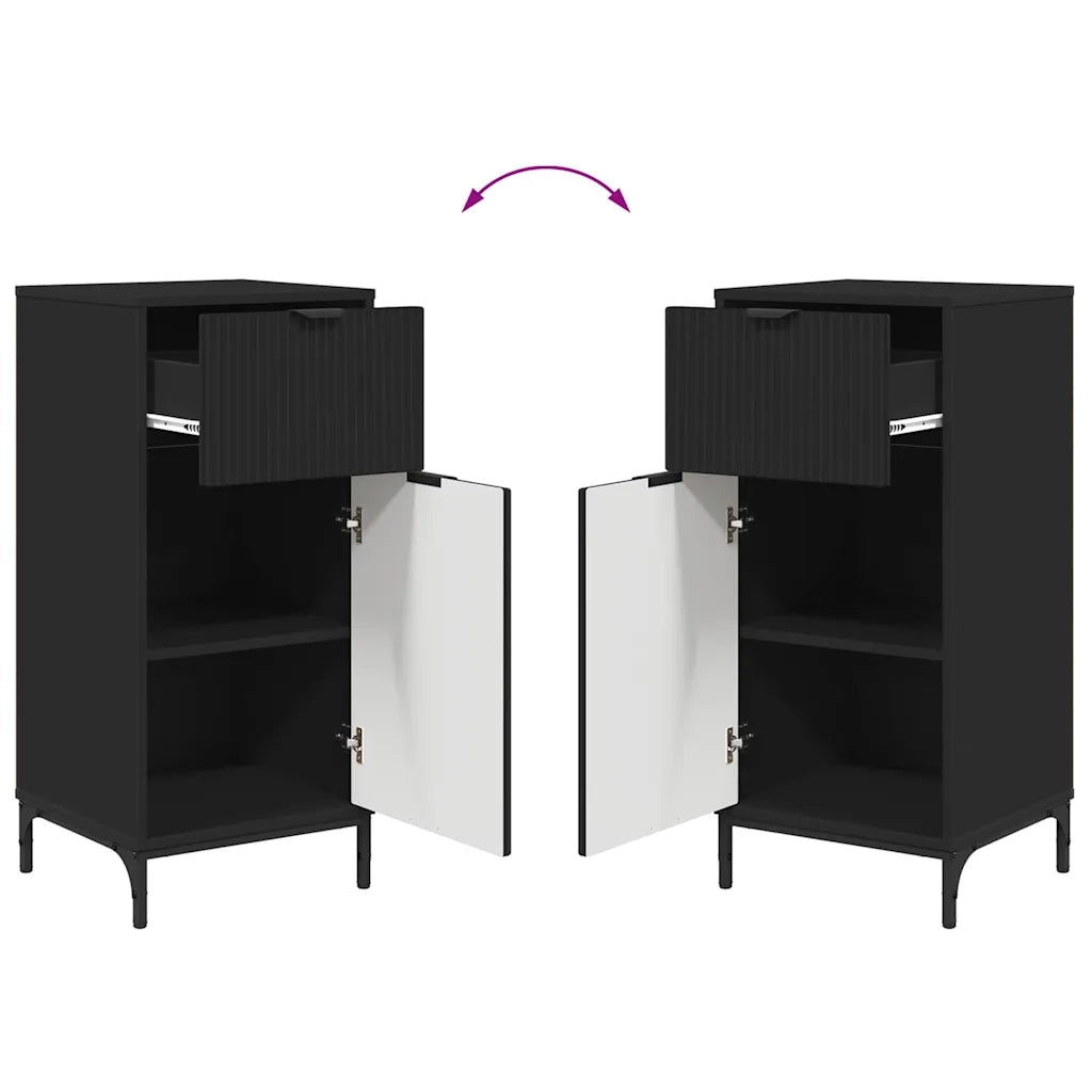 vidaXL Set di mobili per il bagno Plaid 2 pcs Nero 39.5 x 36 x 88 cm