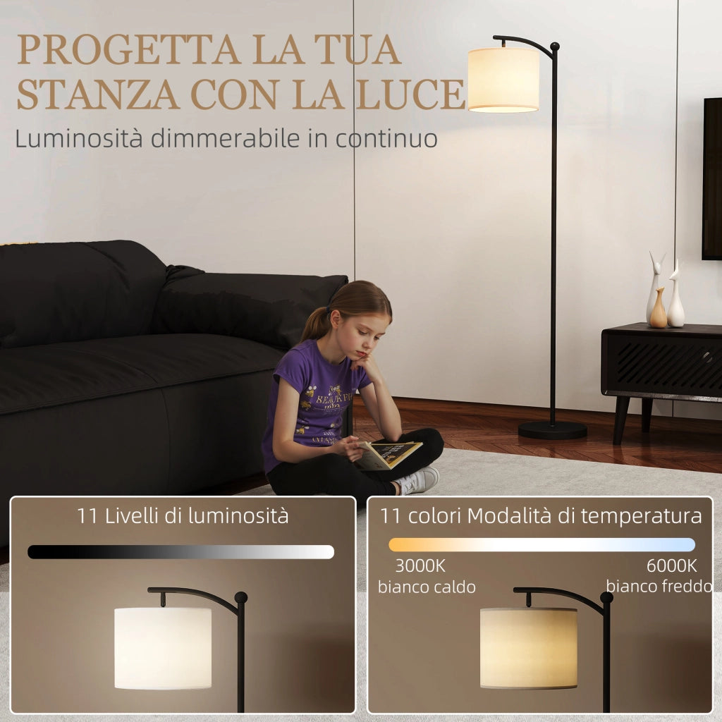 Lampada da Terra LED Dimmerabile con Telecomando, 11 Temperature e 11 Luminosit¨¤, Timer 60 Minuti, Nero