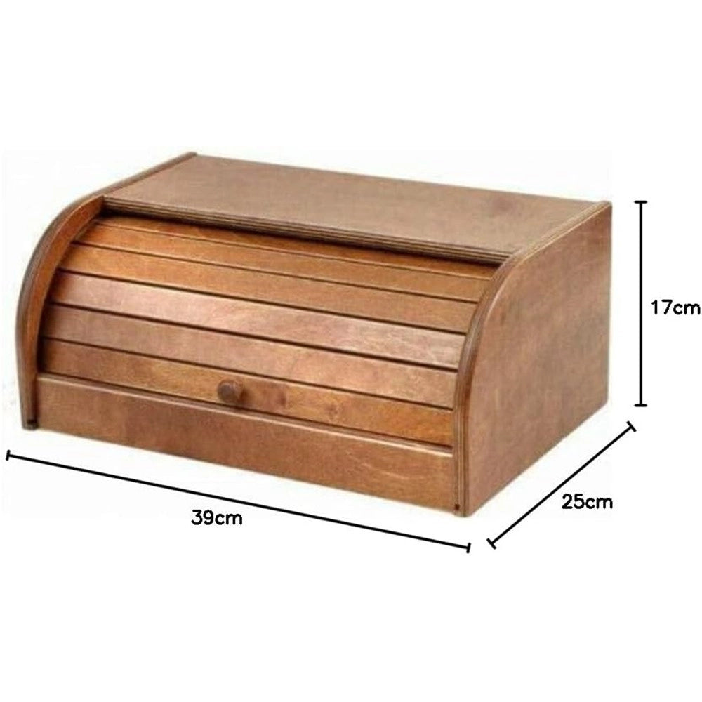 Trade Shop - Cestino Pane In Legno Con Serratura In Noce Scura Di Betulla Durevole 39x25xh17 Cm -