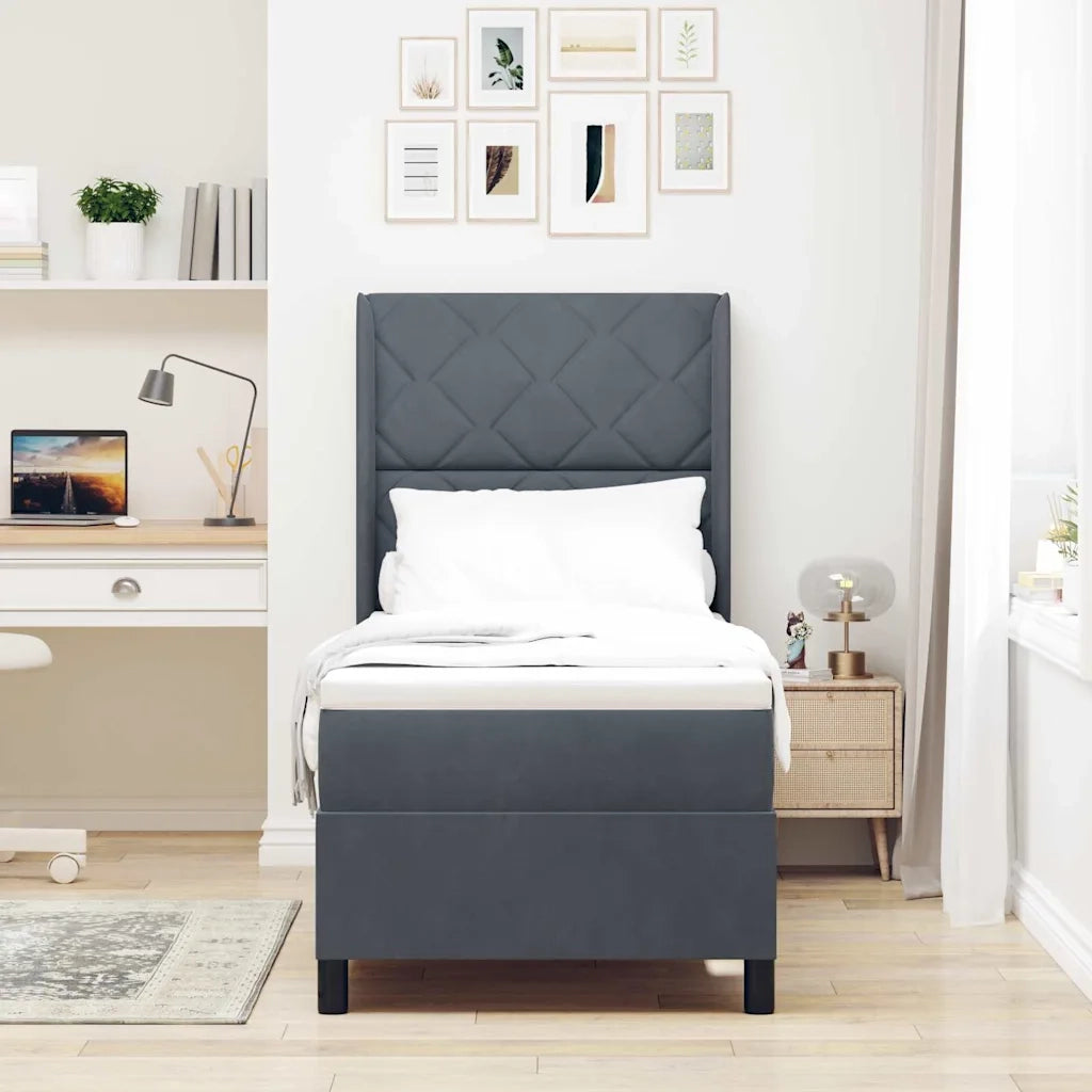 Letto a molle con strisce LED Grigio scuro 80 x 200 cm Velluto 3343893