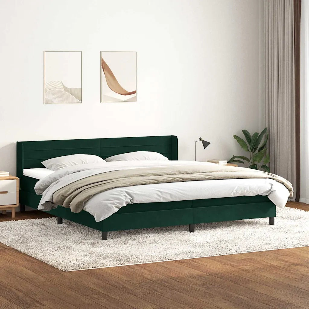 Giroletto a Molle con Materasso Verde Scuro 180x220 cm Velluto