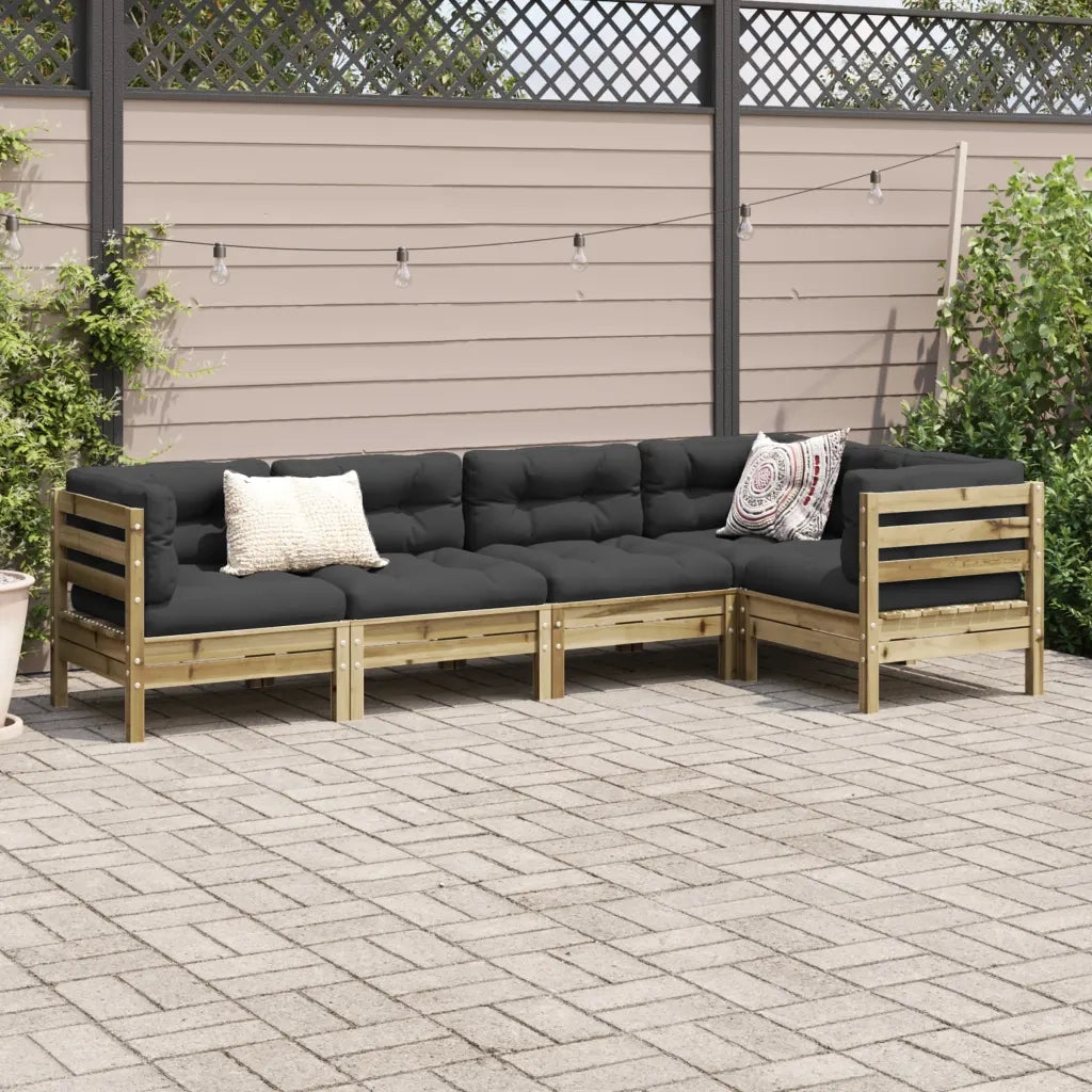 Set Divani da Giardino 5pz con Cuscini Legno Impregnato di Pinocod mxl 92929