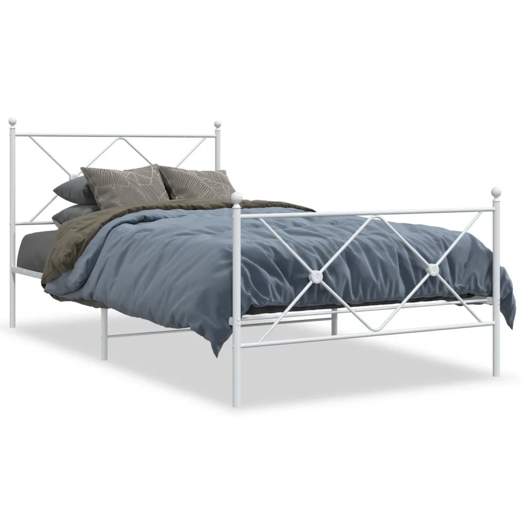 Giroletto con Testiera e Pediera Metallo Bianco 100x200 cmcod mxl 92602