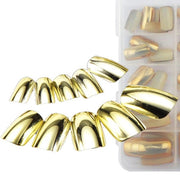 Trade Shop - Set 70 Tips Tip Per Mani Oro Mezze French Ricostruzione Unghie Finte Nail Art -