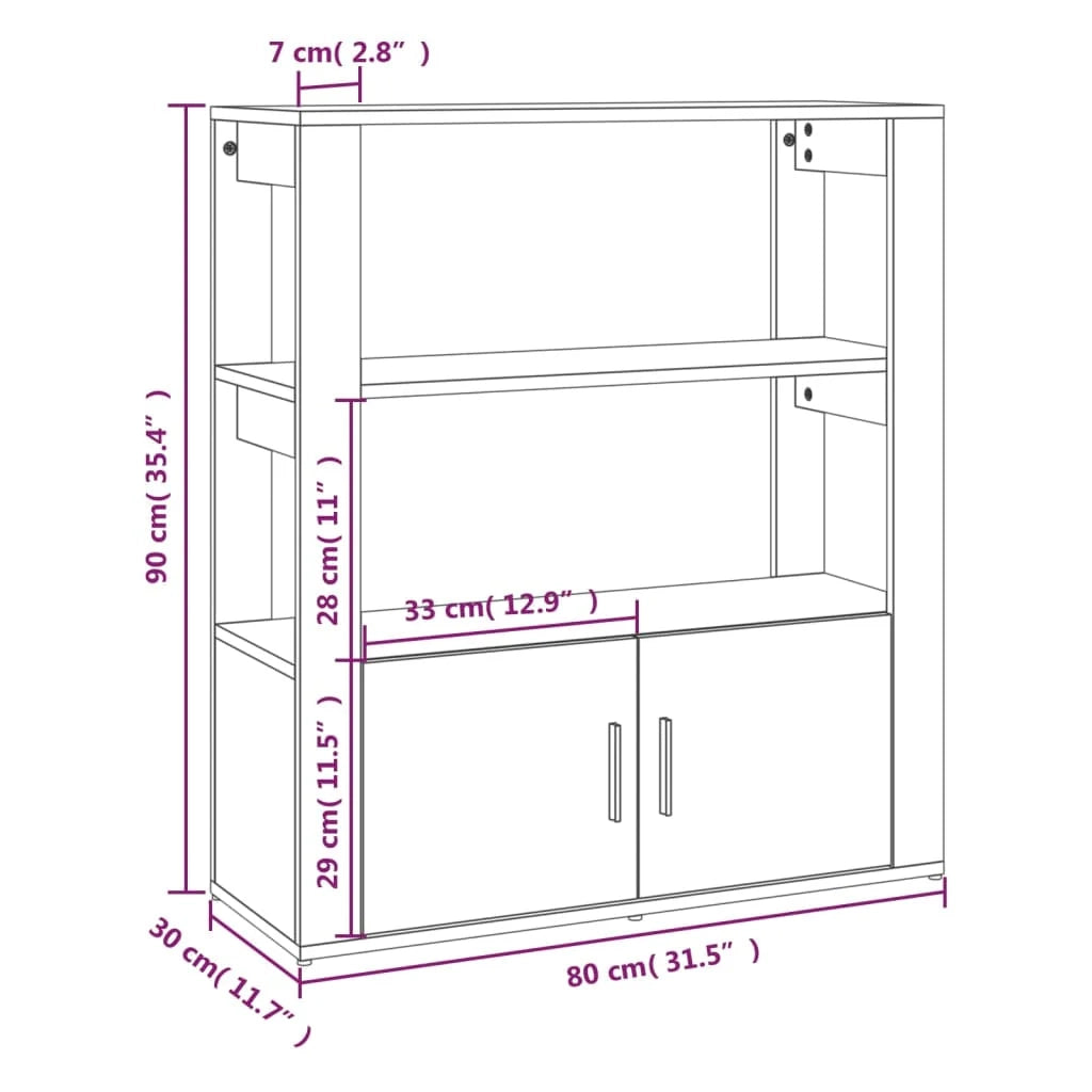 Buffet credenza cassettiera armadio mobile contenitore organizer cucina soggiorno rovere Sonoma 80 x 30 x 90 cm legno ingegnerizzato marrone 02_0031715