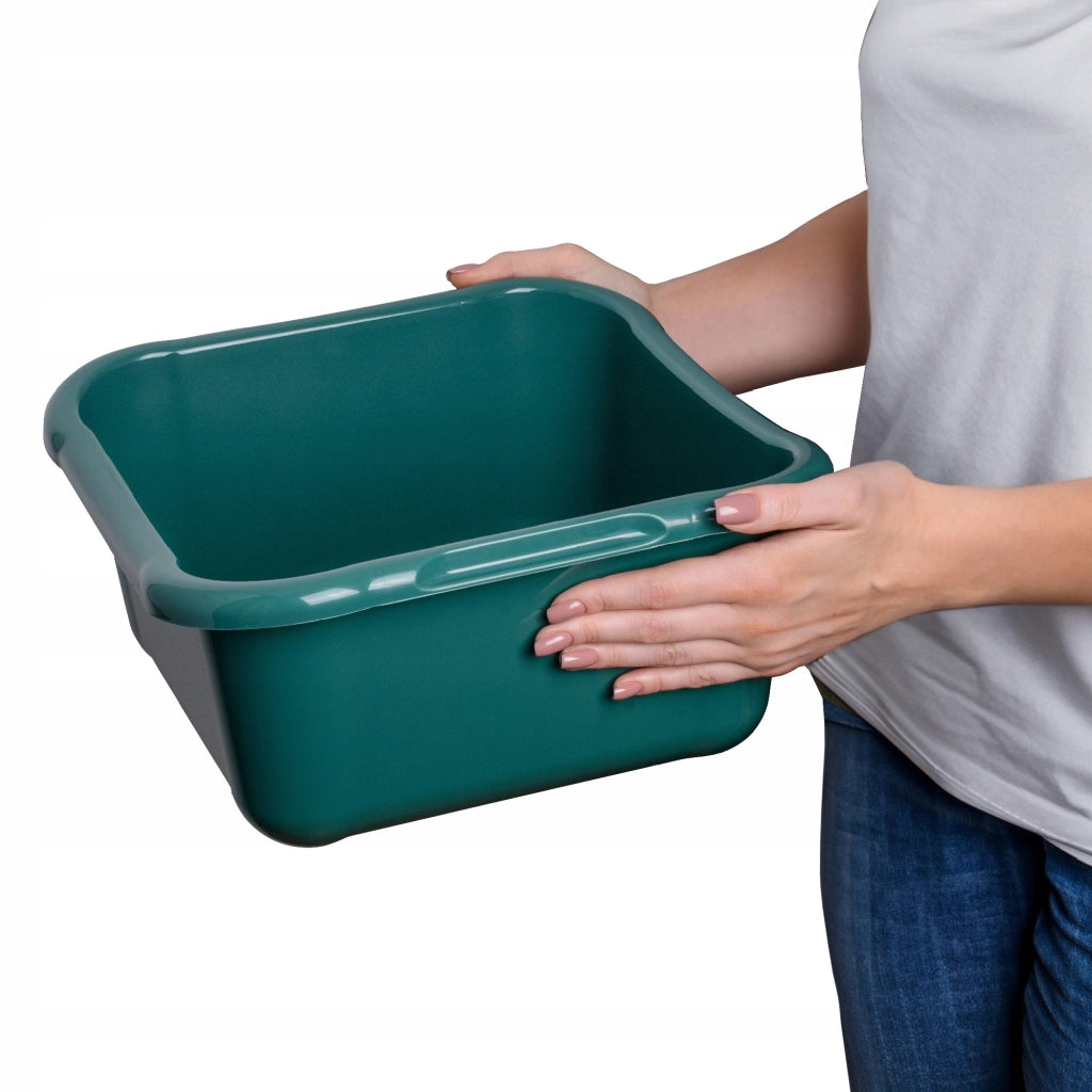 Bacinella quadrata in plastica KADAX da 8 litri con manici, colore verde