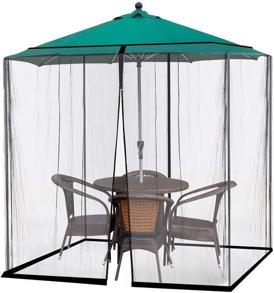Gazebo per ombrellone, tela di rete per insetti 300x300CM, gazebo quadrato con rete per insetti, per terrazze, prati e balconi (nero)