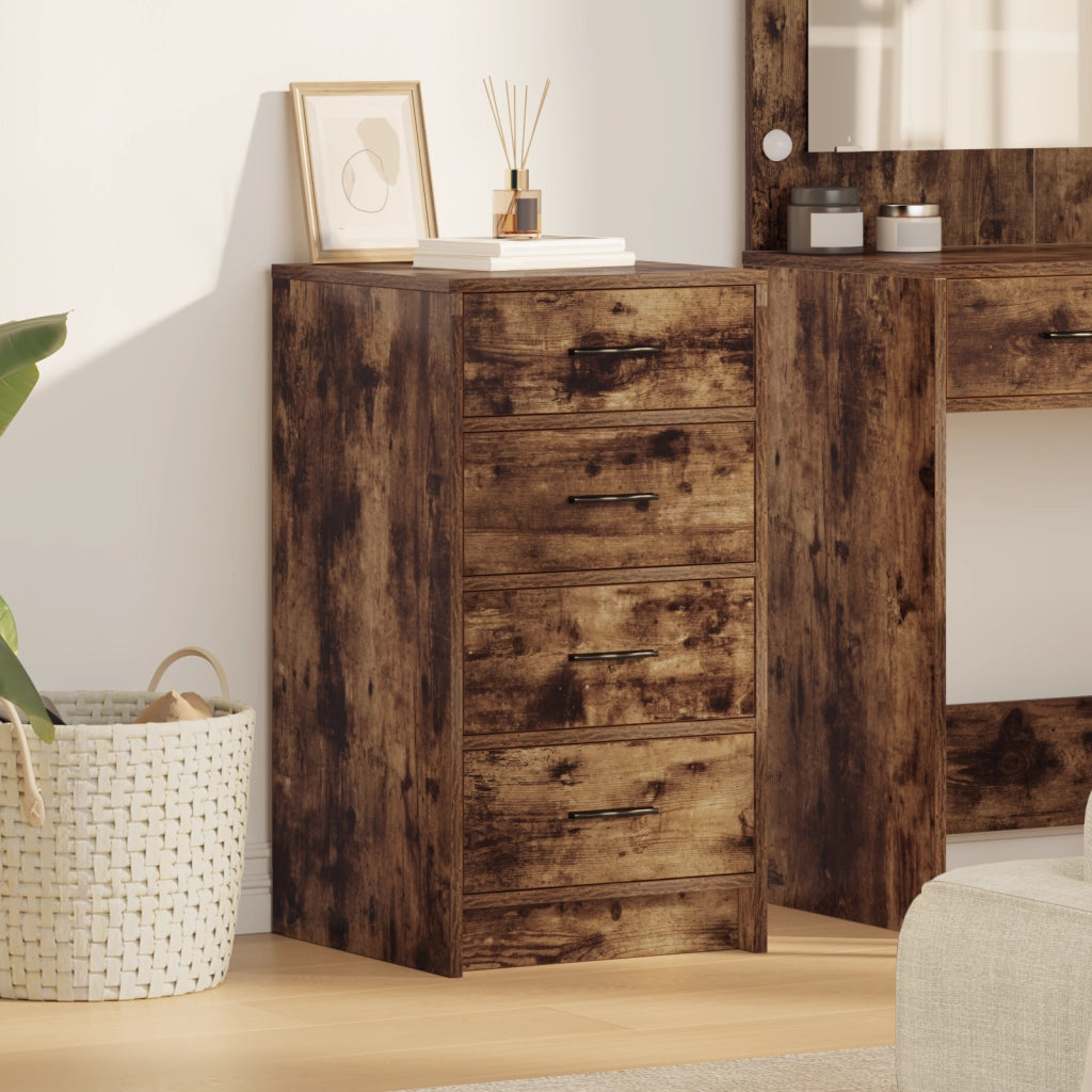 Credenza in rovere affumicato 40x41x75 cm in legno di ingegneria
