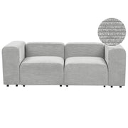 Divano componibile a 2 posti rivestito con velluto grigio stile moderno