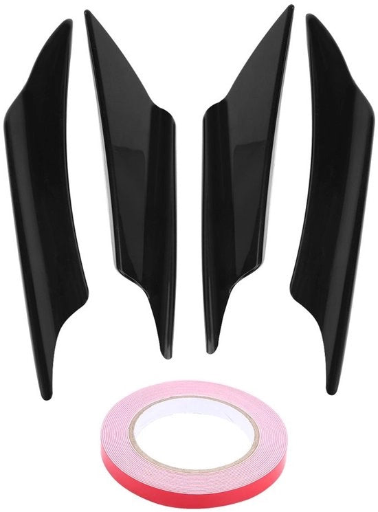 Kit di protezione per paraurti - 4 pezzi - Materiale ABS - Spoiler per auto - Protezione - Aspetto aggressivo - Protezione paraurti