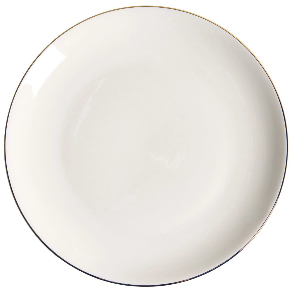Set da 12 pezzi di servizio da tavola in porcellana bianco sporco con bordi decorati in oro e finitura smaltata trasparente – Per cucina e sala da pranzo