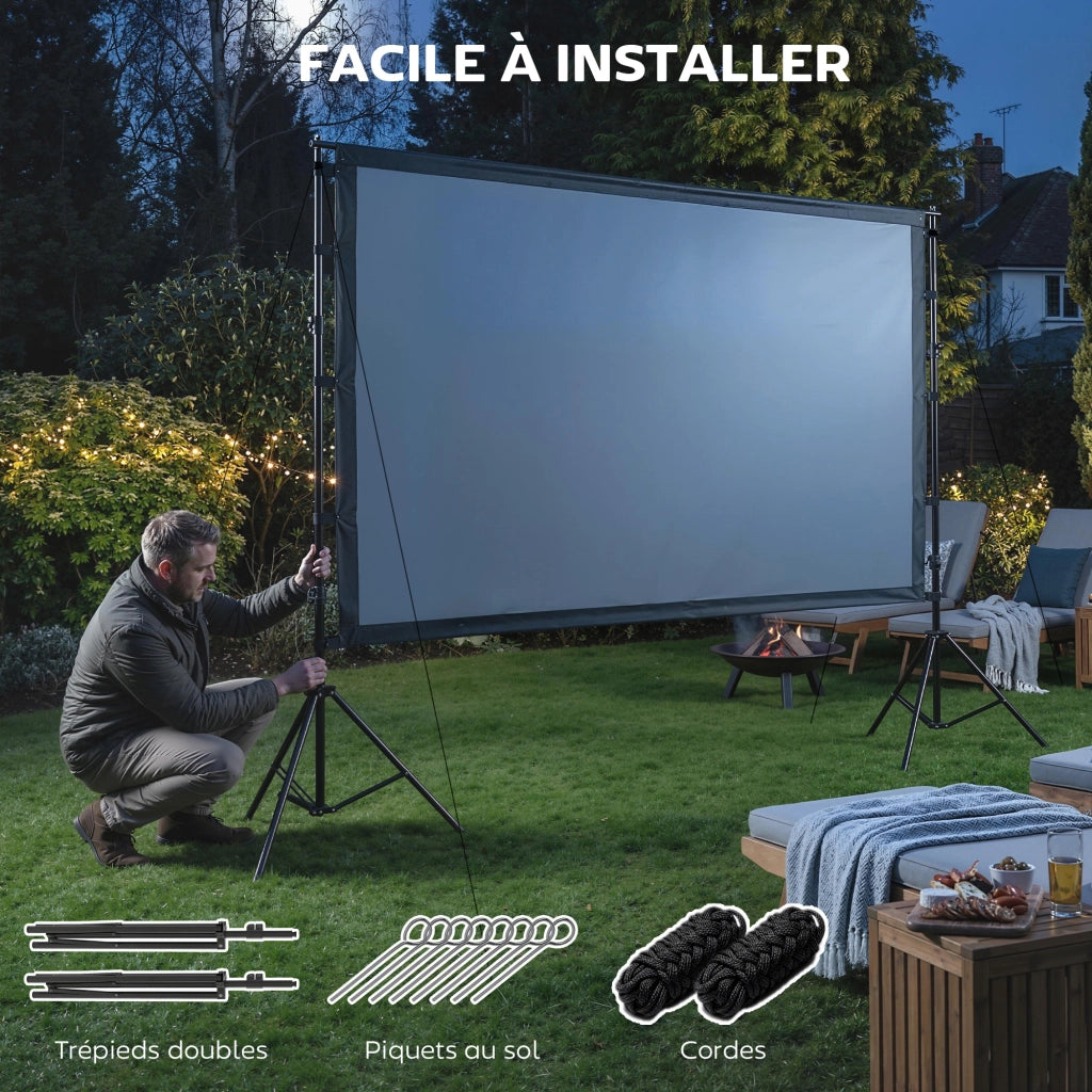 Schermo di proiezione portatile con treppiede 100 pollici 16:9 HD ¨C zephmum ¨C 268x58x181cm bianco e nero