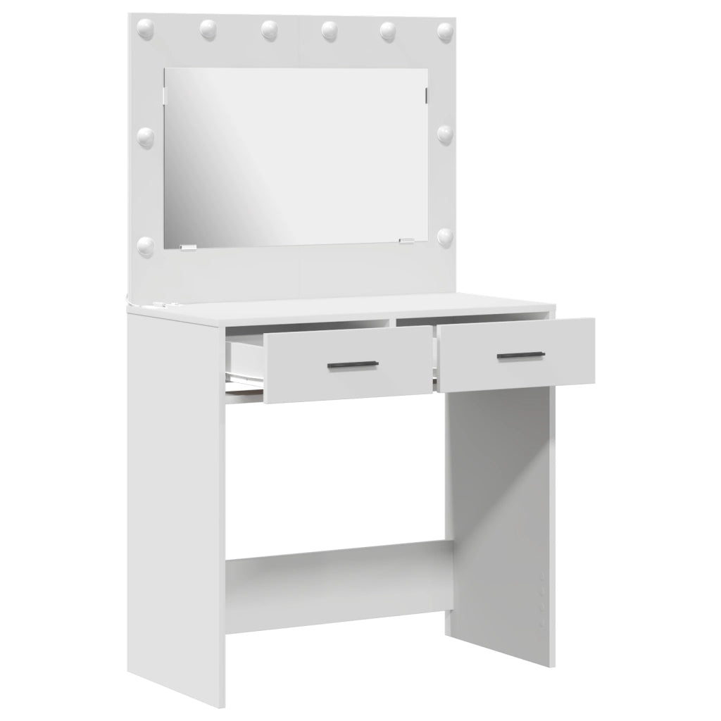Tavolo da trucco con luci LED - Bianco, 78.5 x 41 x 135 cm