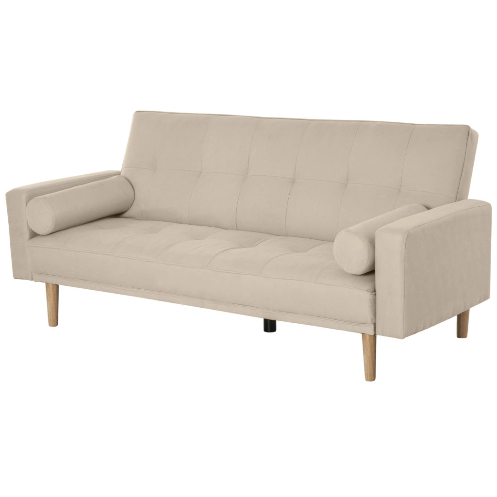 Divano Letto 3 Posti con Schienale Regolabile ¨C Minimal ¨C Beige, 185x84x85 cm