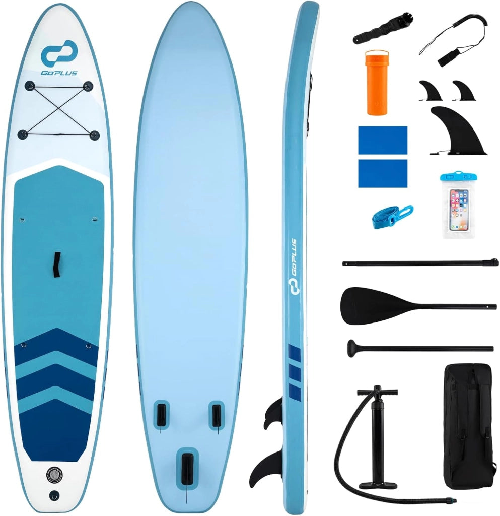 SUP Stand up Paddle, Tavola SUP Gonfiabile con Pompa, Pagaia in Alluminio, Guinzaglio, Borsa e Kit di Riparazione, per Principianti ed Esperti, Portata 160 kg, 336 x 77 x 16 cm