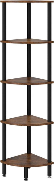 Supporto angolare industriale display angolare per libri per salotto camera da letto cucina ufficio casalingo marrone - 5 strati (WBC010H)